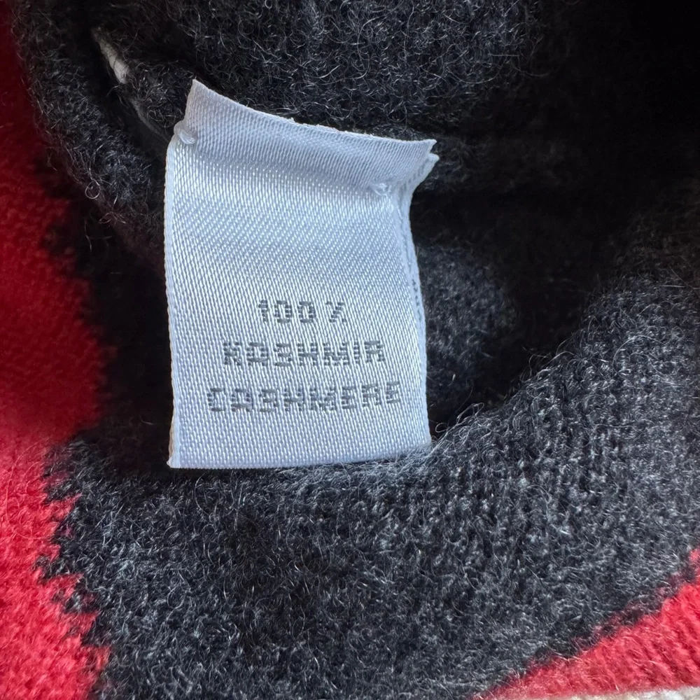New Maria Sartini Colorblock Cashmere Crewneck Sweater Luxury Red Black Medium - Picture 5 of 6